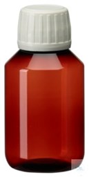 Bild von PEB100 behroplast PET-Enghalsflaschen braun, m. Verschluss, 100 ml (Pck 10 St)