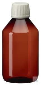 Bild von PEB250 behroplast PET-Enghalsflaschen braun, m. Verschluss, 250 ml (Pck 10 St)
