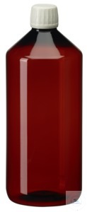 Bild von PEB1000 behroplast PET-Enghalsflaschen braun, m. Verschluss, 1000 ml (Pck 10 St