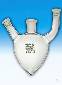 Bild von Dreihalsspitzkolben, mit schrägen Seitenhälsen, 250 ml, MH NS 19/26, SH NS 14/23