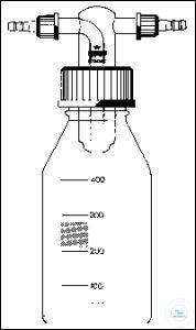 Bild von Drechsel-Gaswaschflasche mit Verschraubung, GL45, Schlauchkupplungen GL14, 500