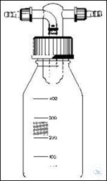 Bild von Drechsel-Gaswaschflasche mit Verschraubung, GL45, Schlauchkupplungen GL14, 500