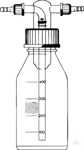 Bild von Gaswaschflasche, mit eingeschmolzener Fritte, mit GL 45, Gewindekappe und