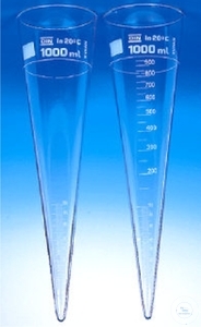 Bild von Imhoff-Sedimentiergefäße, DIN 12672 o. Hahn, 1000 ml, grad., Marke bei 1000 ml