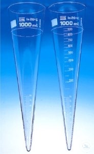 Bild von Imhoff-Sedimentiergefäße, DIN 12672 o. Hahn, 1000 ml, grad., Marke bei 1000 ml