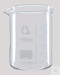 Bild von Becher, niedrige Form, 1.000 ml, mit Teilung und Ausguss, mit witeg Logo,