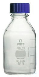 Bild von Laborflaschen, mit Schraubkappe und Ring, mit ISO-Gewinde, graduiert, Boro 3.3,