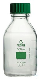 Bild von Laborflaschen 500 ml, GL 45, Borosilikatglas 3.3, grün graduiert (Color-Code),
