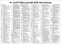 Bild von Info-Tafel mit allen H- und P-Sätze gemäß GHS-Verordnung