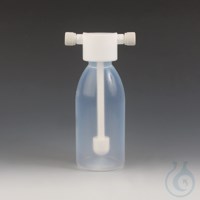 Bild von Gaswasch-Flaschen PFA/PTFE Flasche aus PFA. PTFE-Kopf mit 2 Gewindeanschlüssen.D