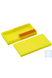 Bild von neoLabLine® Objektträger-Kasten aus PC, gelb, zum Einfrieren, für 50 Objektträge