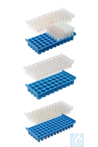 Bild von LaboBox-System: Gestell für Fläschchen bis 12,5 mm, 5 x 10 Plätze, transp.