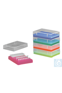 Bild von neoLab® Aufbewahrungsrack m. Deckel f. PCR-Tubes, 96 Plätze, gelb