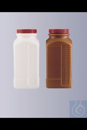 Bild von Weithals-Flasche, vierkant, HDPE, graduiert, 2000 ml, Schraubkappe und Dichtung