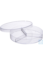Bild von Moonlab® Petrischale, Ø: 90 mm, Höhe: 15 mm, 3 Fächer, 3 Nocken, klar, steril