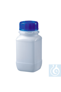 Bild von neoLab® Weithals-Vierkantflaschen 100 ml HDPE 101 x 45 mm, mit Schraubverschluss