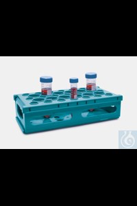 Bild von Röhrchengestell-PP-klappbar-21& 12 Löcher-für 15 ml und 50 ml Röhrchen-blau