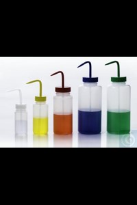 Bild von Bel-Art Wide-Mouth 250ml (8oz) Polyethylene Wash Bottles; Red Polypropylene Cap,