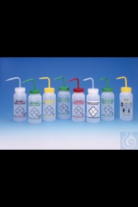 Bild von Bel-Art Safety-Vented / Labeled 2-Color Acetone Wide-Mouth Wash Bottles; 500ml