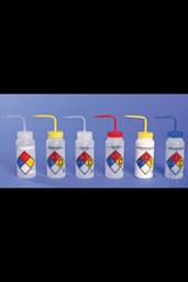 Bild von Bel-Art Safety-Labeled 4-Color LYOB Wide-Mouth Wash Bottles; 500ml (16oz),