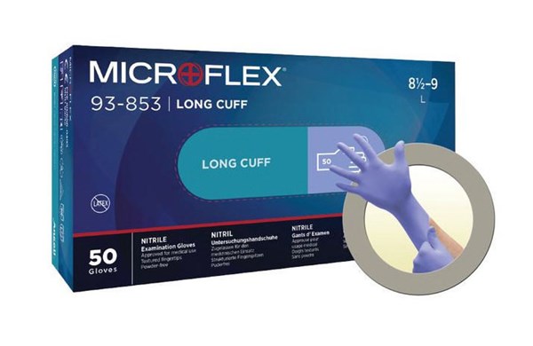 Bild von Microflex 93-853, Nitril-Schutzhandschuh, verlängerte Stulpe, XL