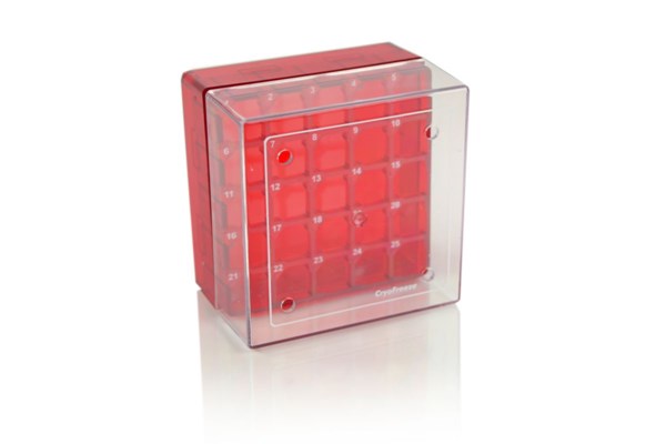 Bild von Kryo-Lagerbox für 25 Gefäße, rot