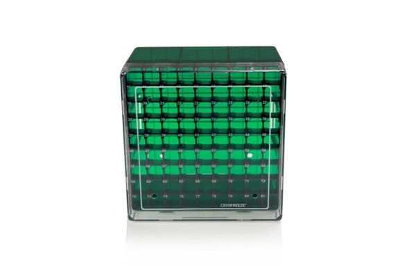 Bild von Hohe Kryo-Lagerbox für 81 Gefäße, grün