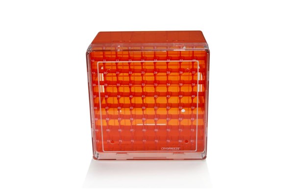 Bild von Hohe Kryo-Lagerbox für 81 Gefäße, orange