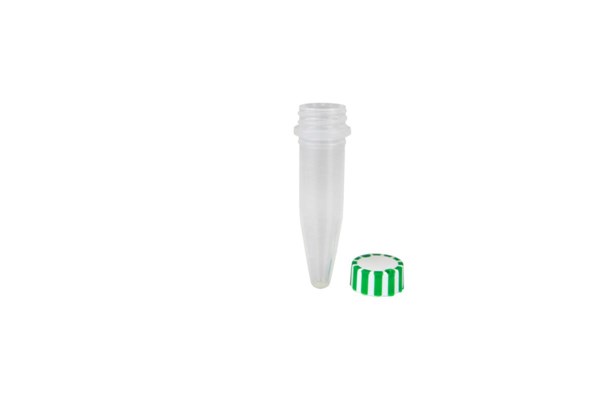 Bild von 1,5 ml EasyGrip-Schraubdeckelgefäße, graduiert, konisch, Natur (steril) mit Deckel Grün