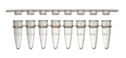 Bild von 0,2 ml 8er-PCR-Gefäßstreifen, natur und 8er PCR-Deckelstreifen, flach, natur, Xtra-Clear, Combi-Pack