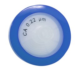 Bild von 0,22-µm-Spritzenvorsatzfilter, Celluloseacetat (steril), blau, dia 33 mm