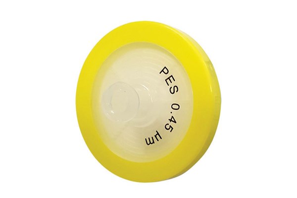 Bild von 0,45 µm Spritzenvorsatzfilter, PES (steril), gelb, Durchmesser: dia33 mm