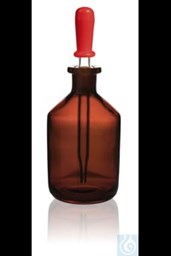 Bild von Tropfflasche Natron-Kalk-Glas Braunglas 50 ml m. Tropfpipette u. Gummihütchen