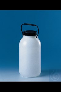 Bild von Lagerflasche, PE-HD, Weithals 5 l, mit Schraubkappe und Tragegriff