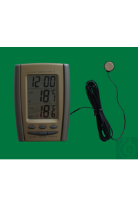 Bild von Elektronisches Zimmerthermometer, Thermo Clock, mit Uhr, Datum und Außenfühler,